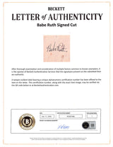 Yankees Babe Ruth Authentic Signed 2x3.5 Cut Signature PSA & BAS Slabbed