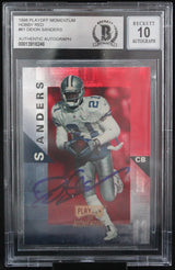 1998 Playoff Momentum Hobby Red #61 Deion Sanders Cowboys BGS Autograph 10