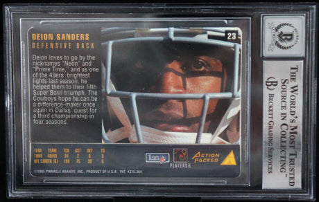 1995 Action Packed Rookies/Stars #23 Deion Sanders Cowboys BGS Autograph 10
