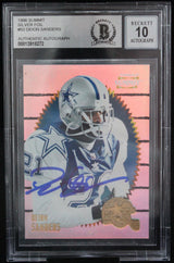 1996 Summit Silver Foil #53 Deion Sanders Dallas Cowboys BGS Autograph 10