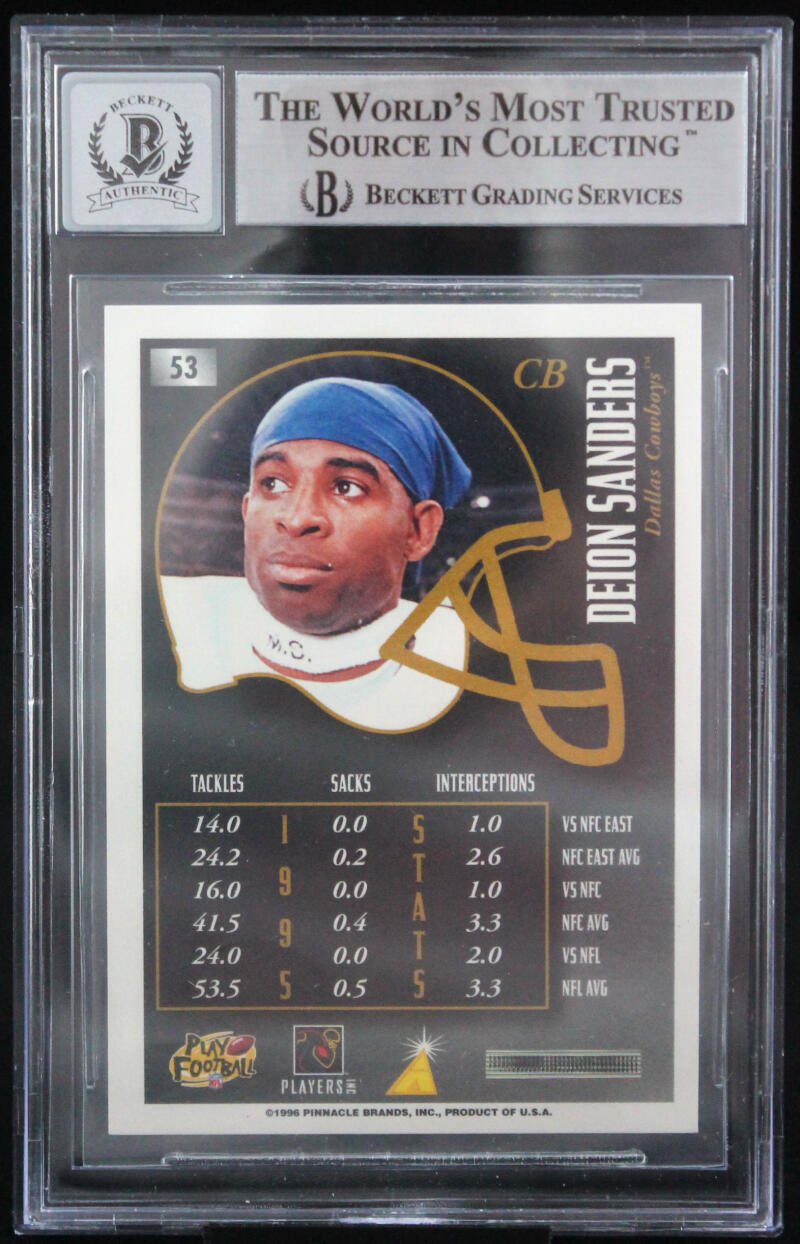 1996 Summit Silver Foil #53 Deion Sanders Dallas Cowboys BGS Autograph 10