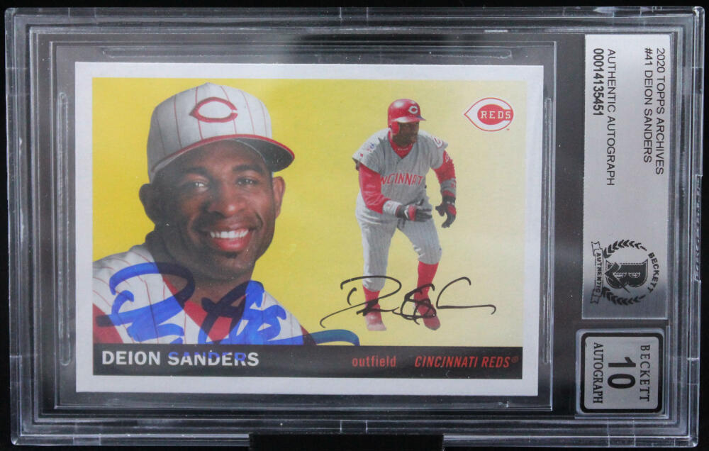 2020 Topps Archives #41 Deion Sanders Dallas Cowboys BGS Autograph 10