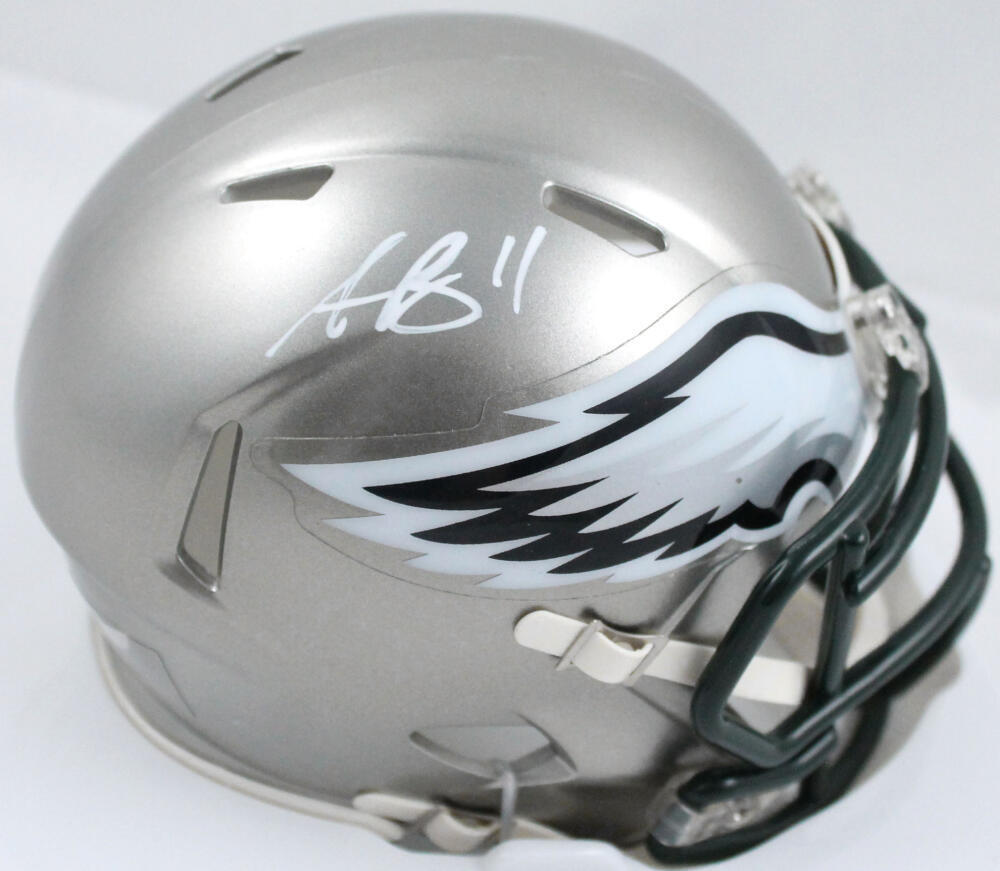 A.J. Brown Autographed Philadelphia Eagles Flash Speed Mini Helmet-Beckett W Holo