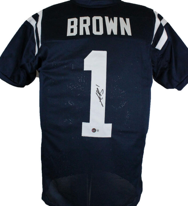 AJ Brown Autographed Blue College Style Jersey-Beckett W Hologram