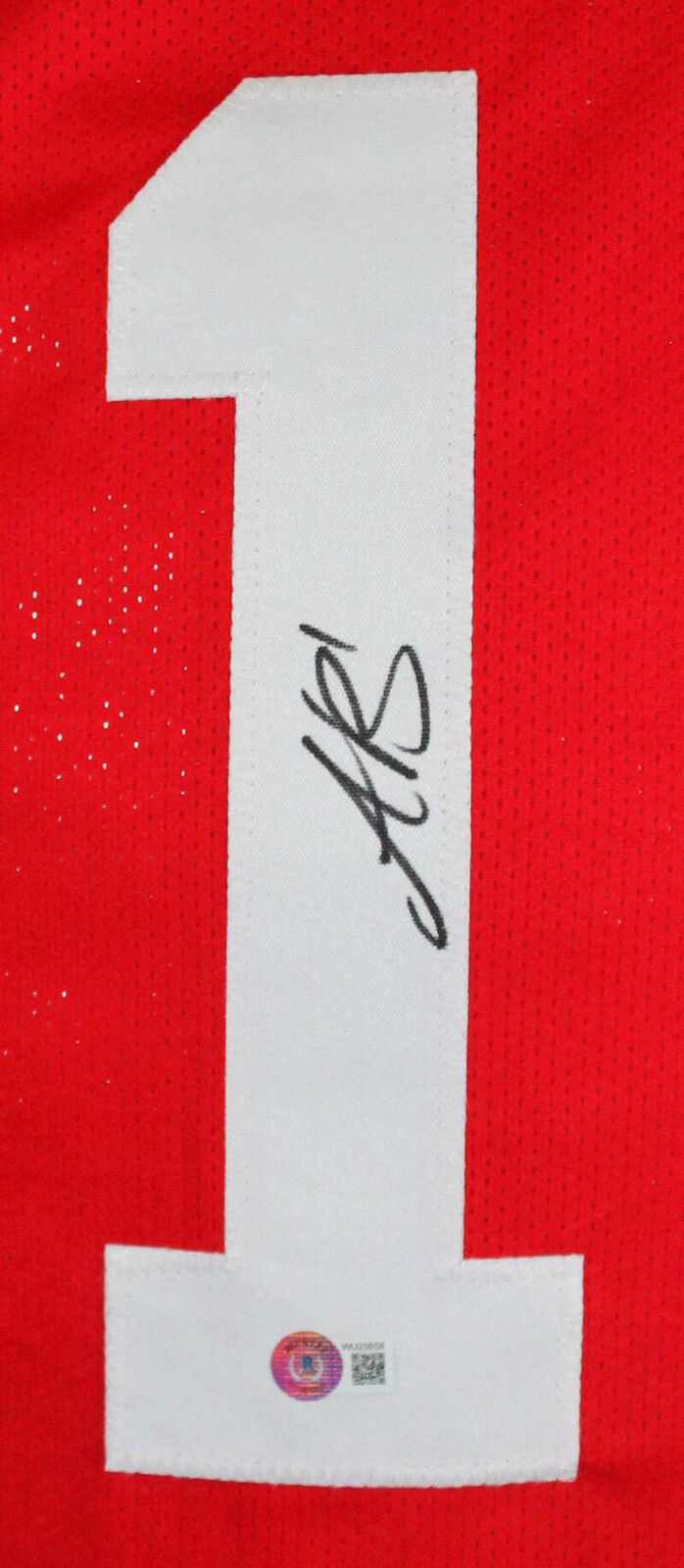 A.J. Brown Autographed Red College Style Jersey-Beckett W Hologram