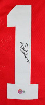 A.J. Brown Autographed Red College Style Jersey-Beckett W Hologram