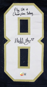 Michael Mayer Signed Blue College Style Jersey w/Play Like a Champ-BeckettW Holo