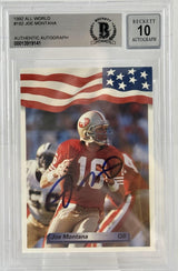 1992 All World #182 Joe Montana Auto San Francisco 49ers BGS Autograph 10