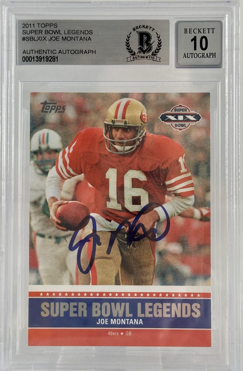 2011 Topps Super Bowl Legends #SBLXIX Joe Montana 49ers BGS Autograph 10
