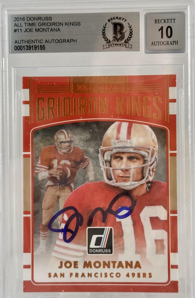 2016 Donruss All Time Gridiron Kings #11 Joe Montana Auto 49ers BGS Autograph 10
