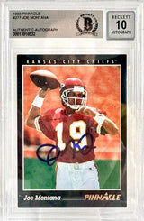 1993 Pinnacle #277 Joe Montana Auto Kansas City Chiefs BGS Autograph 10