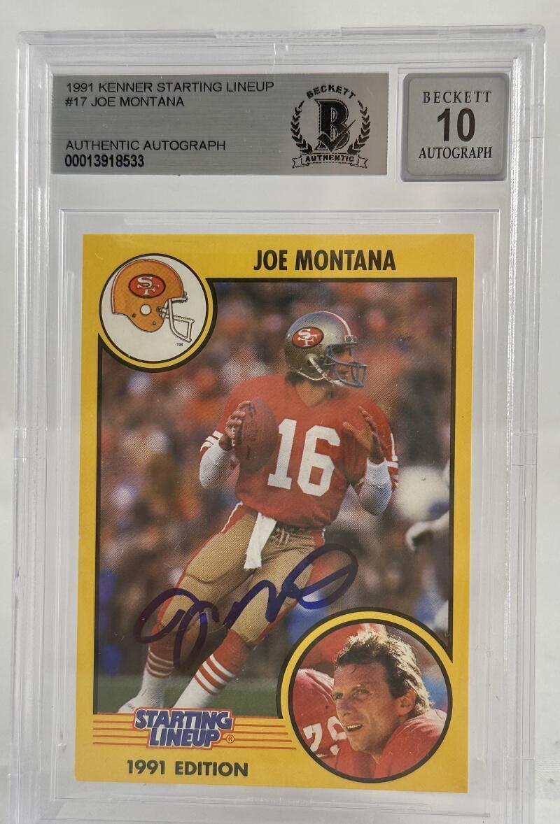 1991 Kenner Starting Lineup #17 Joe Montana Auto SF 49ers BGS Autograph 10