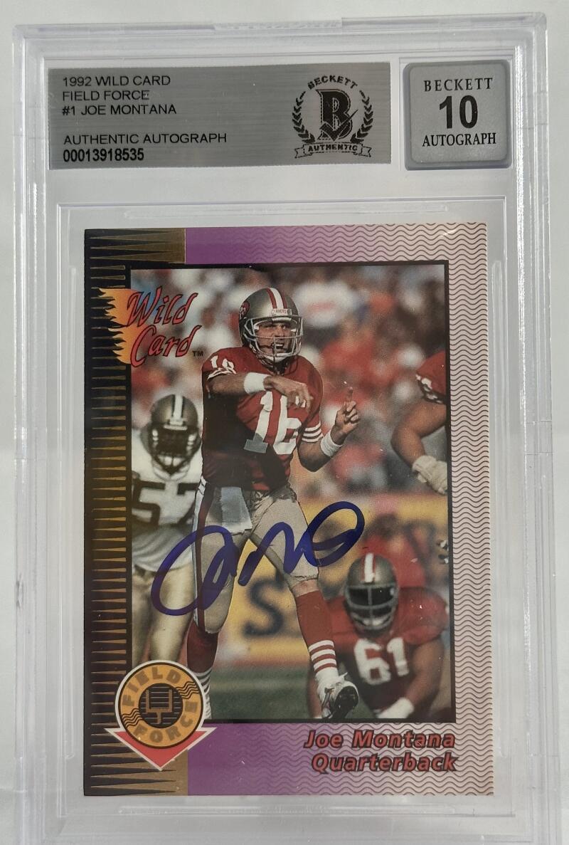 1992 Wild Card Field Force #1 Joe Montana Auto SF 49ers BGS Autograph 10
