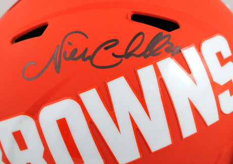 Nick Chubb Autographed Cleveland Browns F/S Amp Speed Helmet-Beckett W Holo