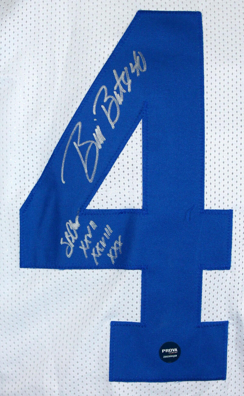 Bill Bates Autographed White Pro Style Jersey w/SB Champs-Prova *Silver