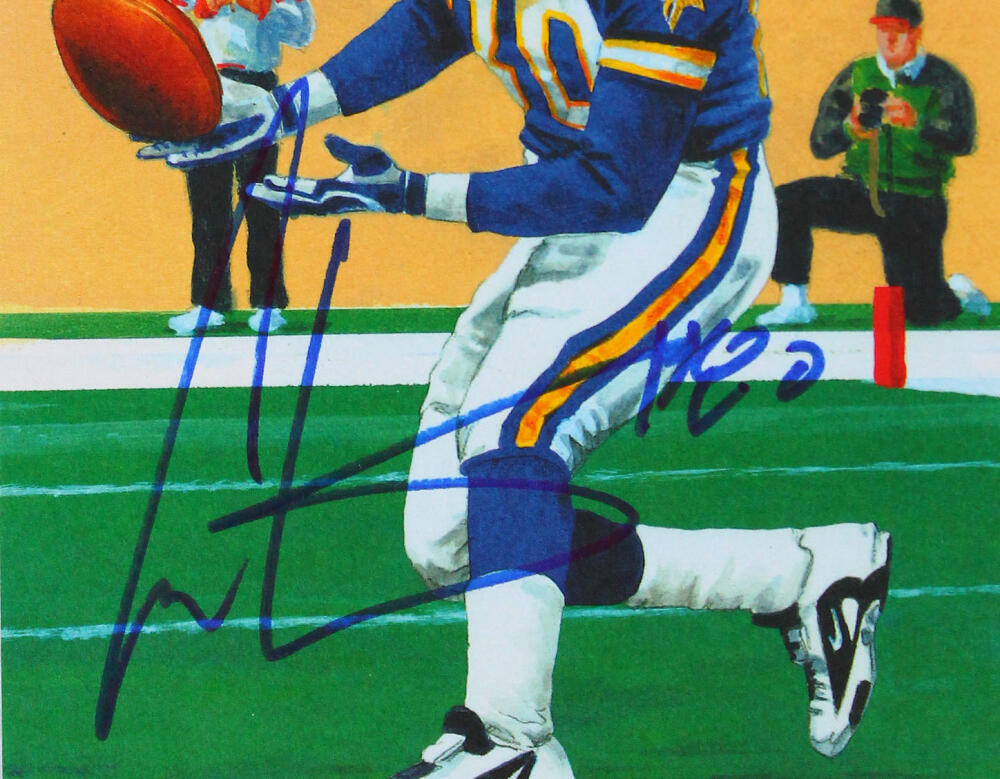 Cris Carter Autographed Minnesota Vikings Goal Line Art Card-Beckett W Hologram