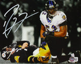 Ray Lewis Signed Baltimore Ravens 8x10 Over Roethlisberger Photo- Beckett W Holo