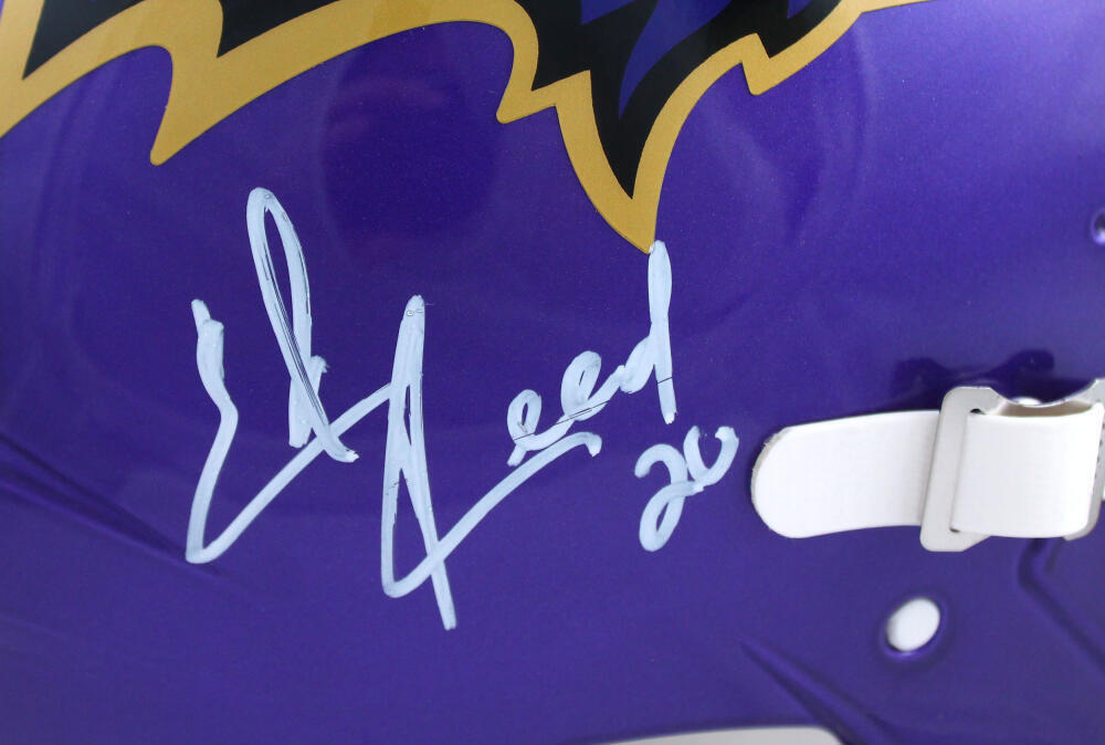 Ray Lewis Ed Reed Signed Ravens F/S Flash Speed Authentic Helmet-Beckett W Holo