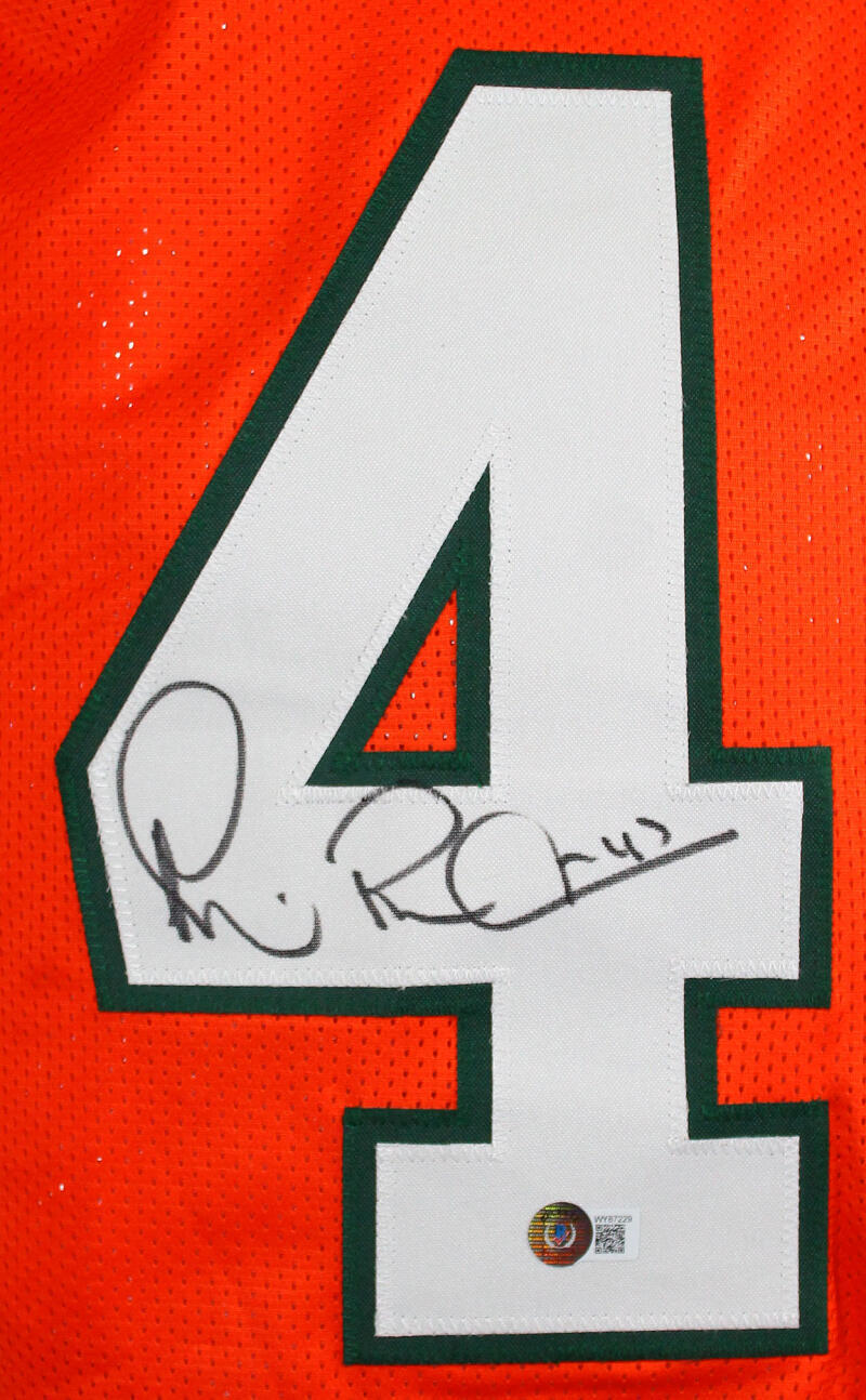 Michael Irvin Autographed Orange College Style Jersey- Beckett W Hologram *Black