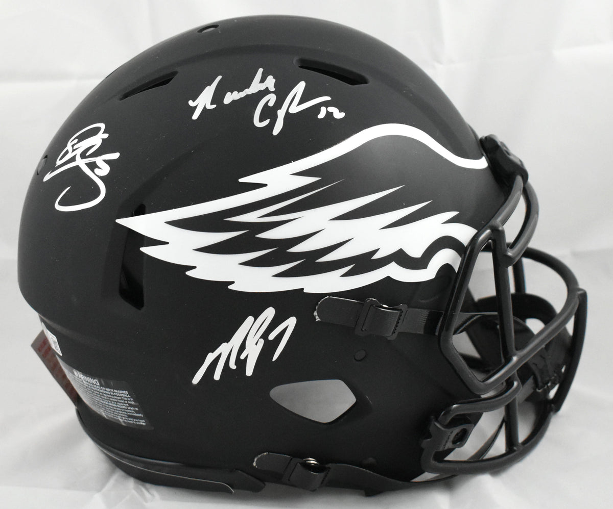 Eagles QB's Autographed Eagles F/S Eclipse Speed Authentic Helmet - Beckett W