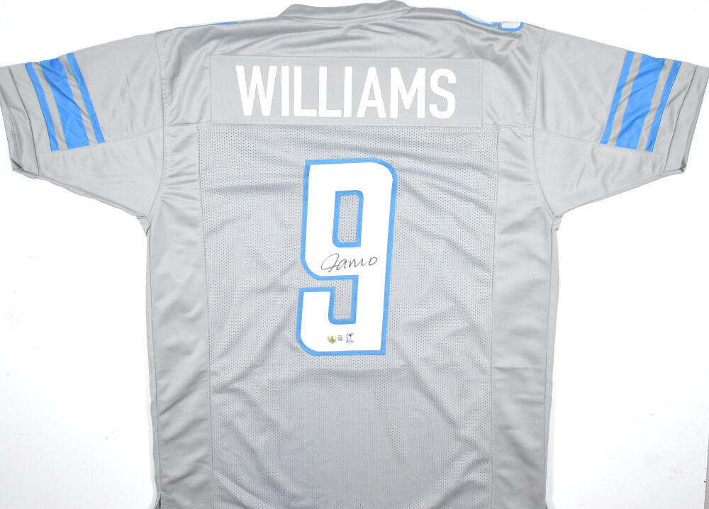 Jameson Williams Autographed Grey Pro Style Jersey- Beckett W Hologram *Black
