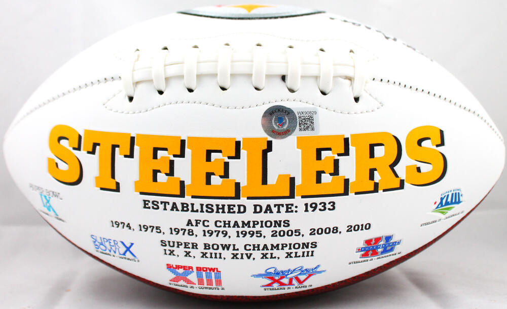 Joe Greene Pittsburgh Steelers Logo Football w/HOF-Beckett W Hologram *Black