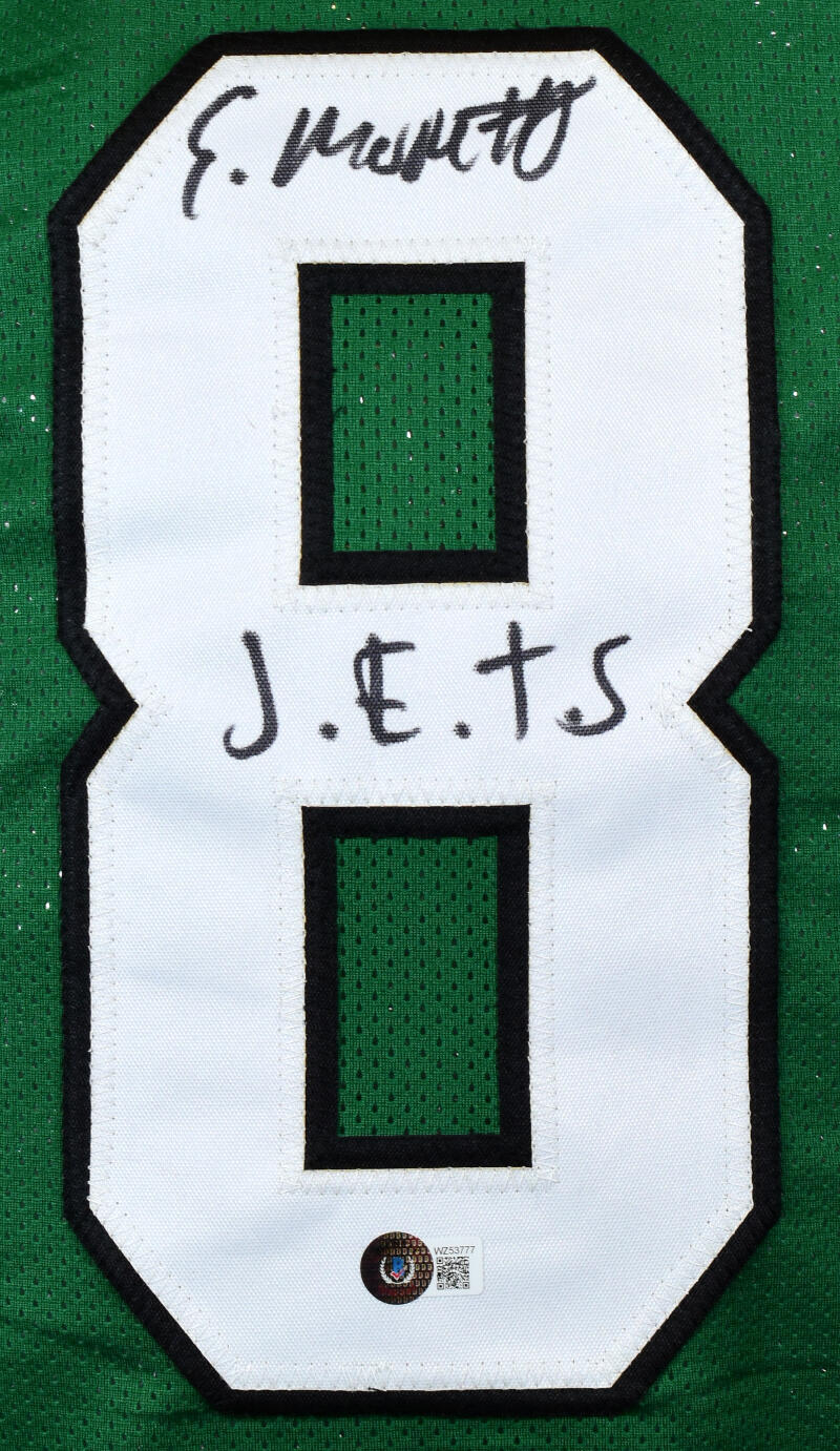 Elijah Moore Autographed Green Pro Style Jersey w/J.E.T.S *Smear-BAW Hologram