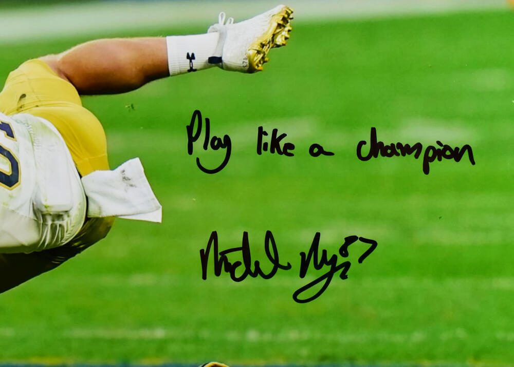 Michael Mayer Signed Notre Dame 16x20 Tackled Photo w/Play Like a Champ-BAW Holo