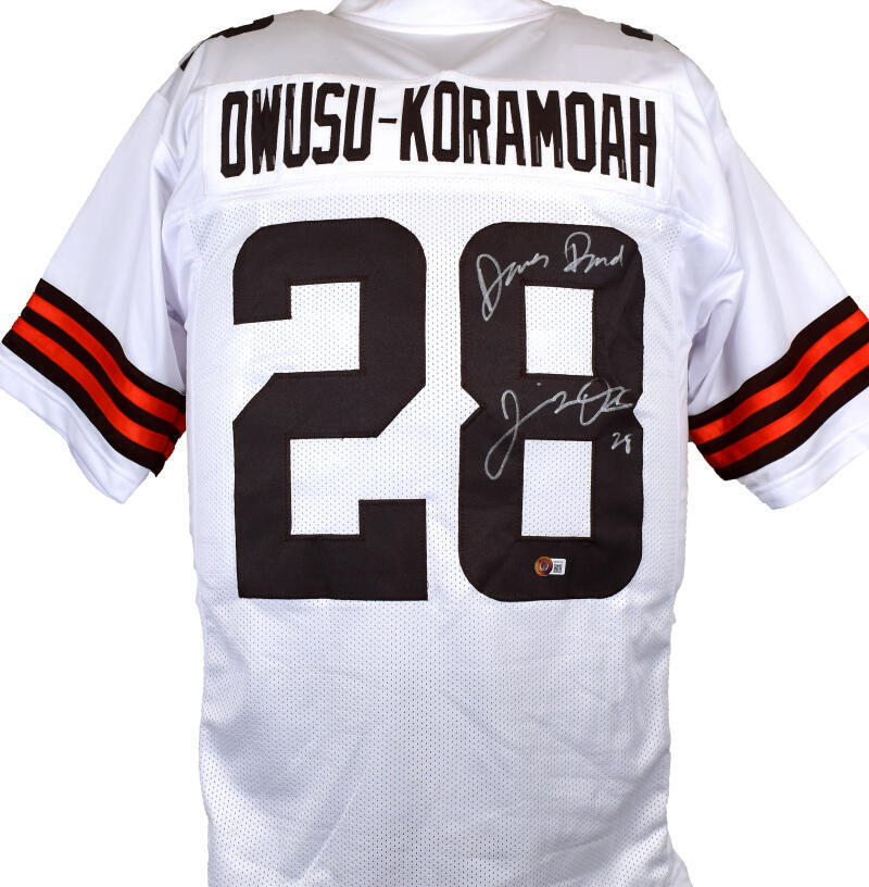 Jeremiah Owusu-Koramoah Signed White Pro Style Jersey w/Dawg Pound- BAW Holo
