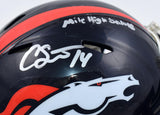 Courtland Sutton Signed Broncos Speed Mini Helmet w/Mile High- Beckett W Holo