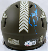 Deion Sanders Signed Cowboys Salute to Service Speed Mini Helmet-Beckett W Holo