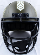 Deion Sanders Signed 49ers F/S Salute to Service Speed Helmet-BeckettW Holo *Red