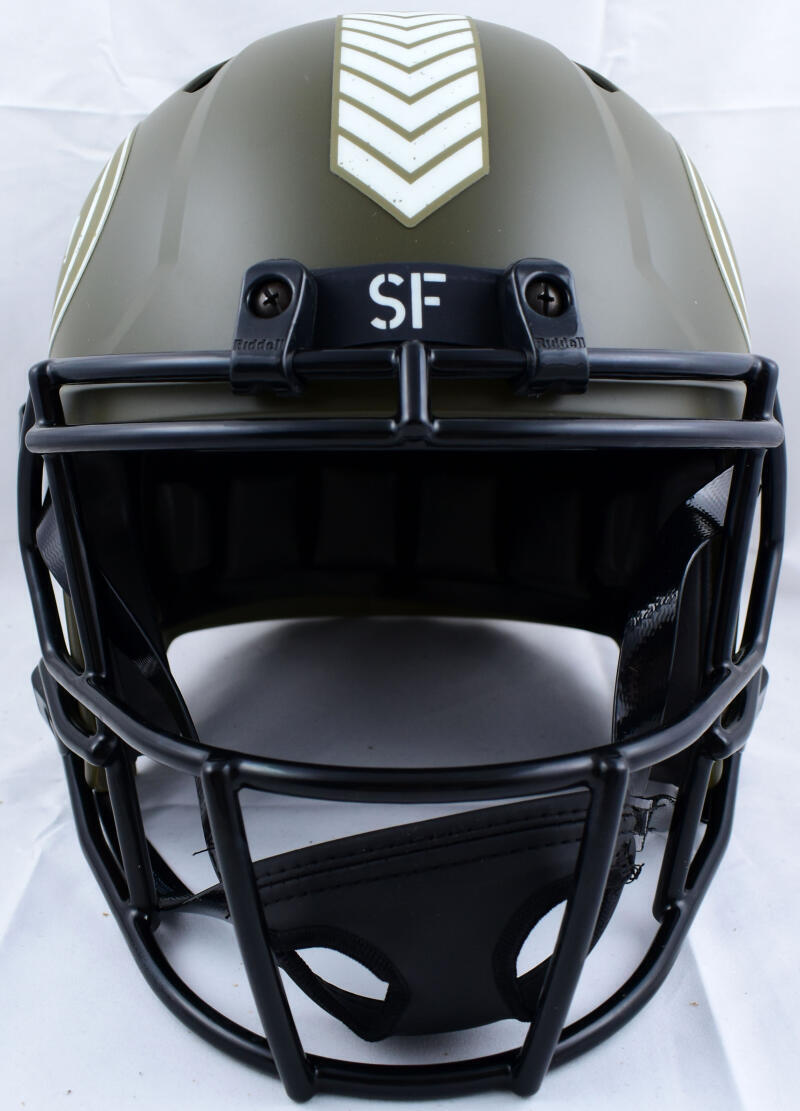 Deion Sanders Signed 49ers F/S Salute to Service Speed Helmet-BeckettW Holo *Red