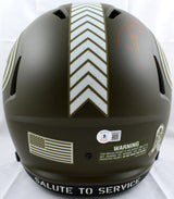 Deion Sanders Signed 49ers F/S Salute to Service Speed Helmet-BeckettW Holo *Red