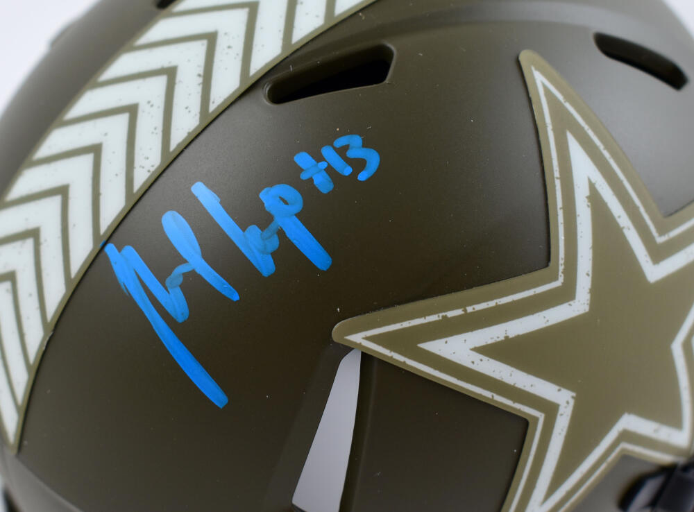 Michael Gallup Signed Cowboys Salute to Service Speed Mini Helmet- JSA W *Blue