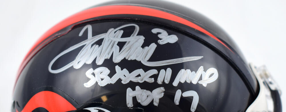 Terrell Davis Signed Denver Broncos Mini Helmet W/ SB MVP HOF- Beckett W Holo