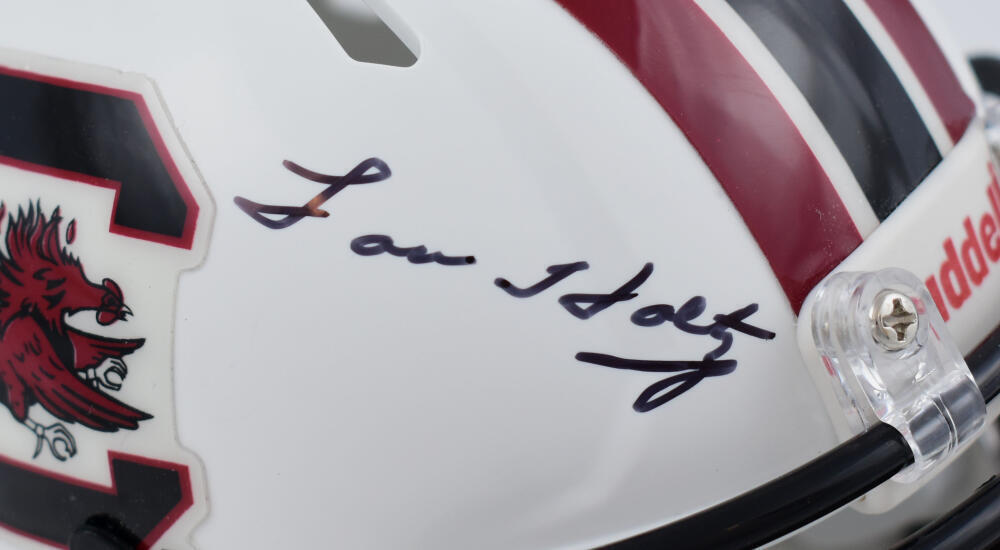 Lou Holtz Autographed South Carolina Gamecocks Speed Mini Helmet- Beckett W Holo