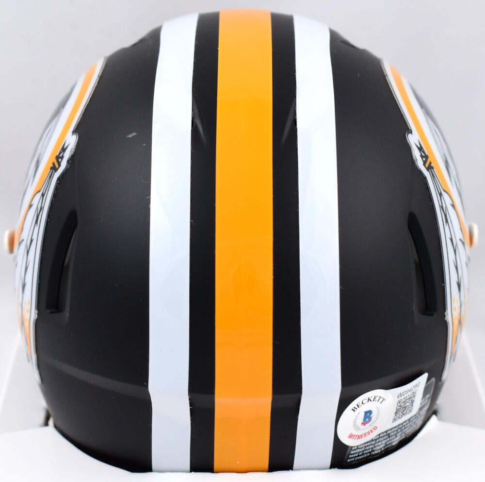 John Riggins Signed Washington Flat Black Speed Mini Helmet- Beckett W Hologram