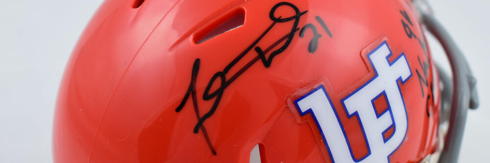 Fred Taylor Autographed Gators Throwback Speed Mini Helmet-Beckett W Holo*Black