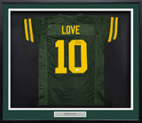 Green Bay Packers Jordan Love Autographed Framed Green Jersey Beckett BAS Witness Stock #236450