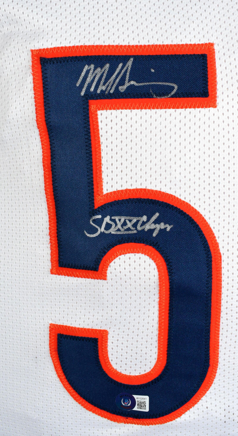 Mike Singletary Autographed White Pro Style Jersey w/ SB Champs - Beckett W Holo