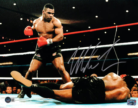 Mike Tyson Autographed Framed 11x14 Photo Standing Over Beckett BAS QR Stock #233865