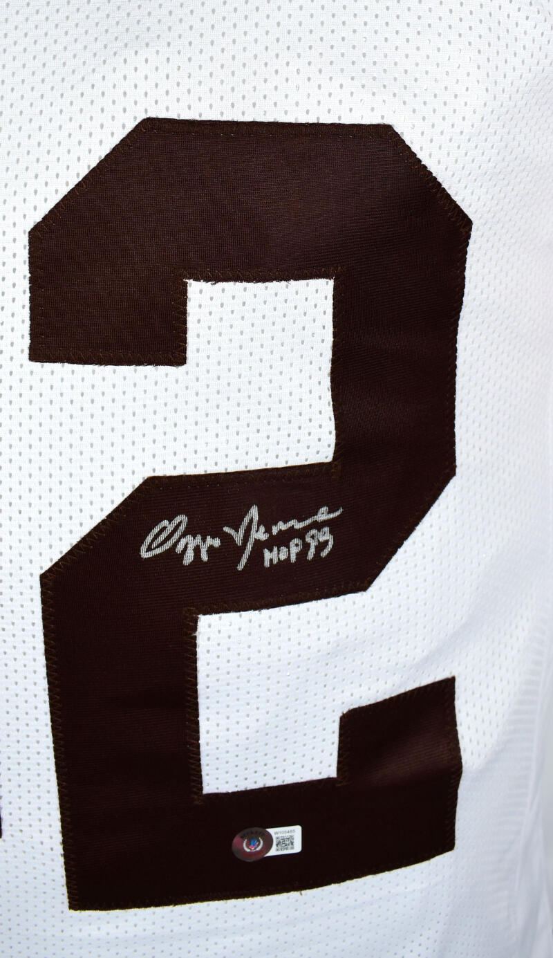 Ozzie Newsome Autographed White Pro Style Jersey w/ HOF-Beckett W Hologram