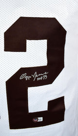 Ozzie Newsome Autographed White Pro Style Jersey w/ HOF-Beckett W Hologram