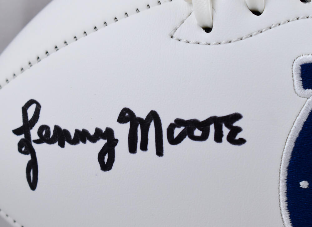 Lenny Moore Autographed Baltimore Colts Logo Football w/ HOF 75 - Beckett W Holo