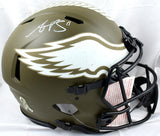 A.J. Brown Signed Eagles F/S Salute to Service Speed Authentic Helmet-BAW Holo