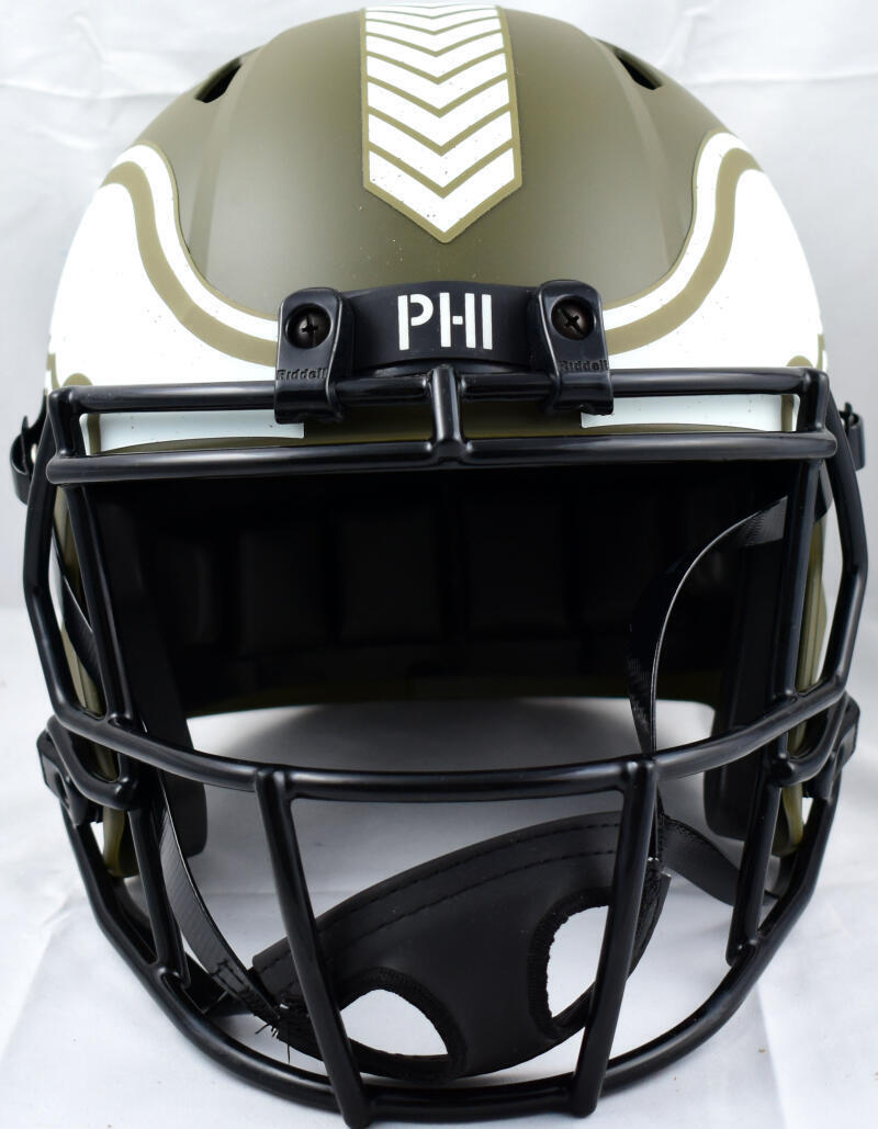 AJ Brown Signed Eagles F/S Salute to Service Speed Helmet-Beckett W Hologram