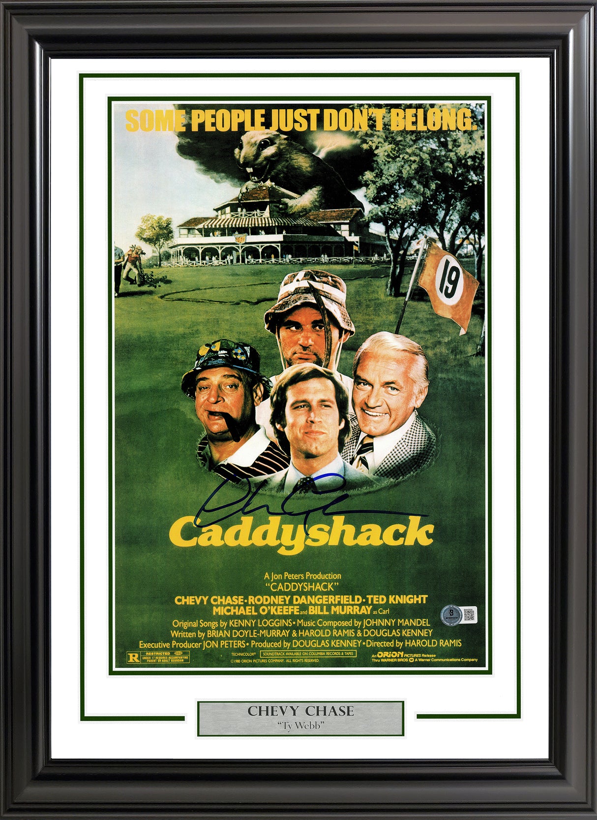 Chevy Chase Autographed Framed Caddyshack 11x17 Movie Poster Beckett BAS QR Stock #234592