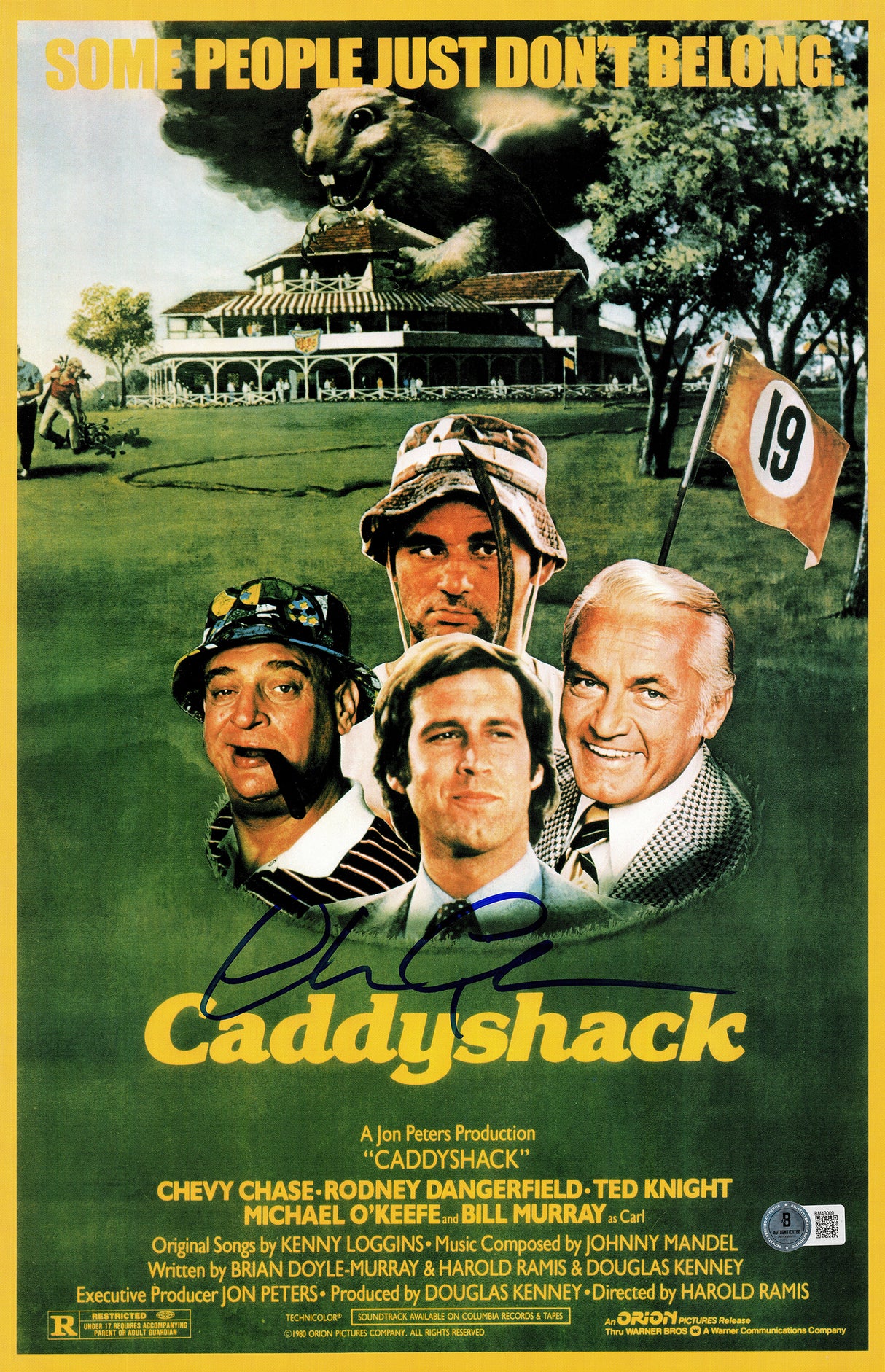 Chevy Chase Autographed Framed 11x17 Caddyshack Movie Poster Beckett BAS QR Stock #234592