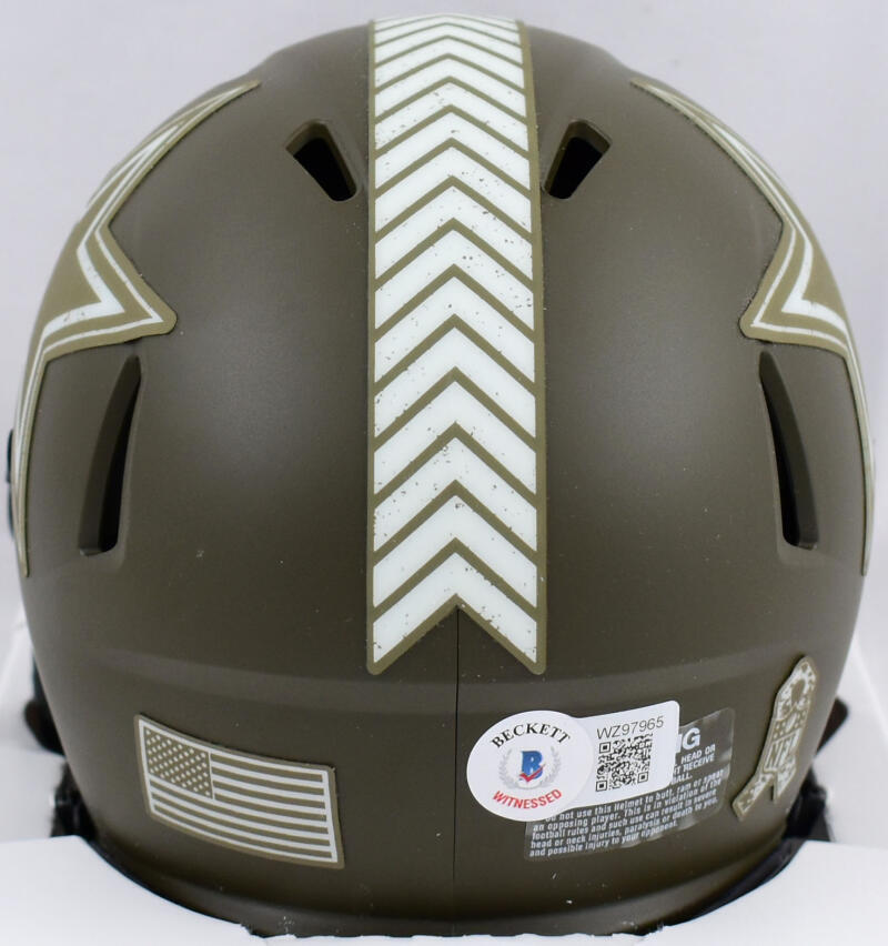 Trevon Diggs Signed Cowboys Salute to Service Speed Mini Helmet- Beckett W Holo